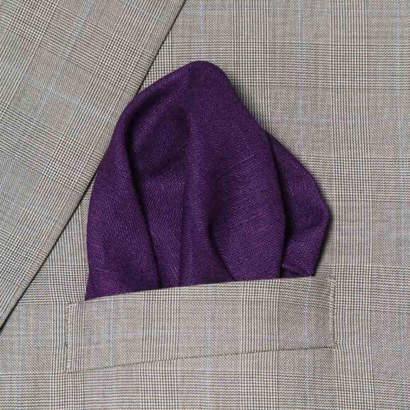 NEW Gascoigne Linen Pocket Square Hand Stitched Purple Men's - Picture 2 of 3